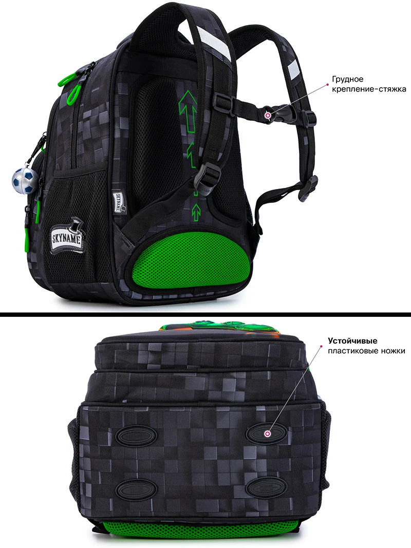 Jungen-Rucksack – geräumige Schultasche mit Game-Print und verstellbaren Gurten