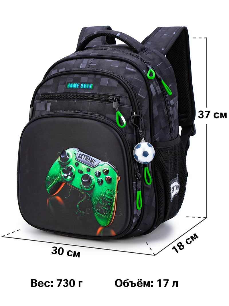 Jungen-Rucksack – geräumige Schultasche mit Game-Print und verstellbaren Gurten
