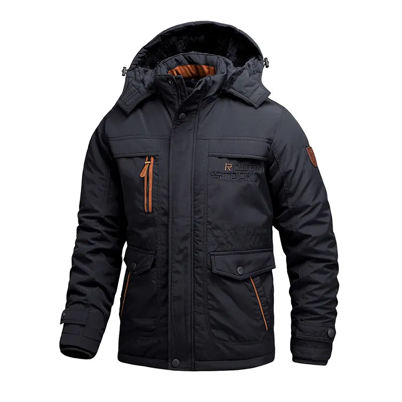 Fjorsen – Chaqueta de inverno para home impermeable con capucha e forro térmico