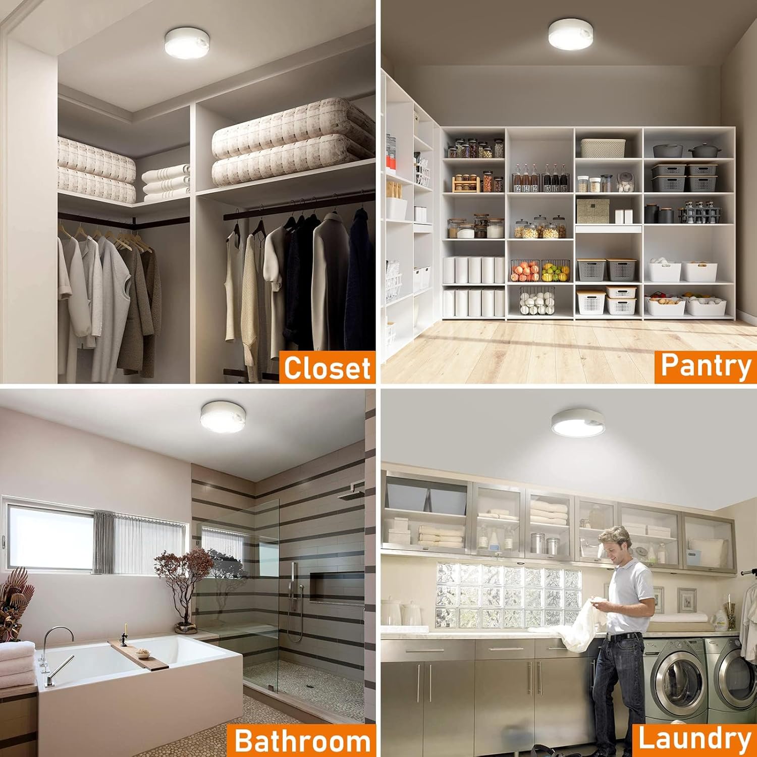Lumora Plafondlamp – Draadloze LED-Verlichting met Bewegingssensor op Batterijen