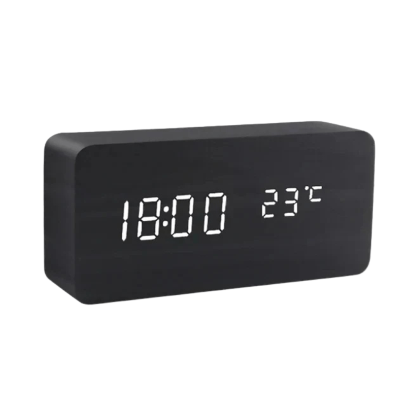WoodSense | LED-Holzuhr mit Sprachsteuerung & Anpassbarer Helligkeit | Stilvolles Design für Komfort 13