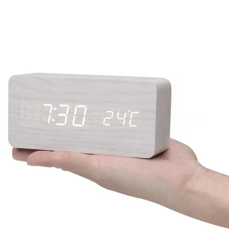 WoodSense | LED-Holzuhr mit Sprachsteuerung & Anpassbarer Helligkeit | Stilvolles Design für Komfort 14