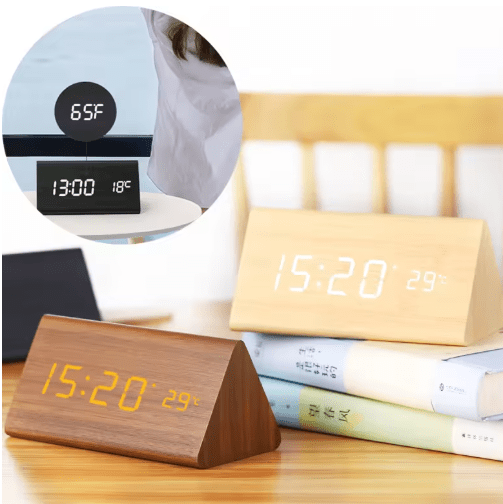 WoodSense | LED-Holzuhr mit Sprachsteuerung & Anpassbarer Helligkeit | Stilvolles Design für Komfort 2