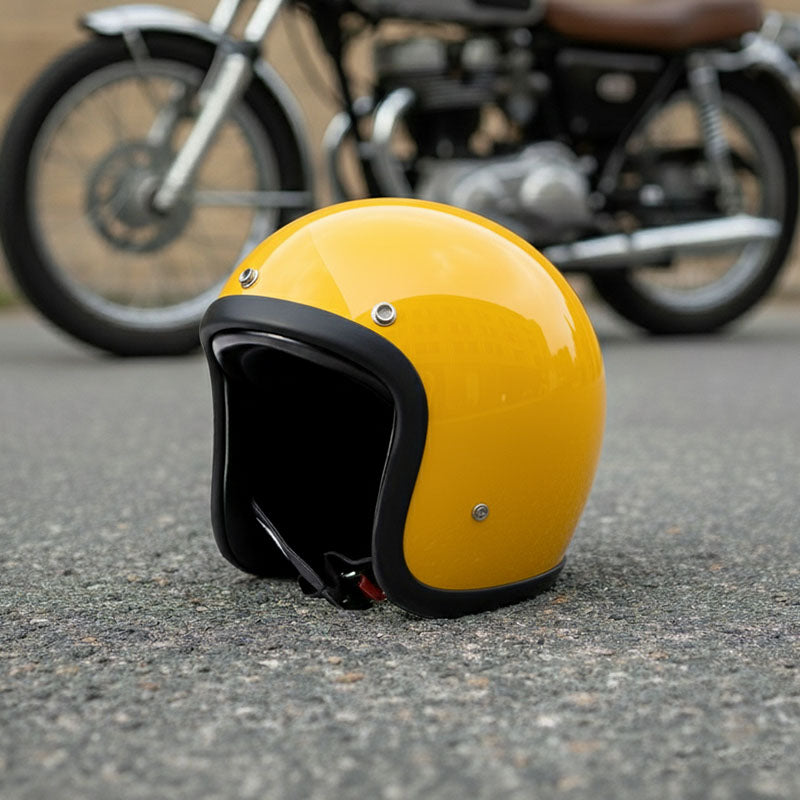 Motorhelm – Laag profiel vintage motorhelm met DOT-gecertificeerde glasvezelschaal