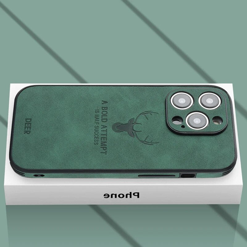 Deer – funda para iPhone de coiro auténtico e resistente a golpes – deseño elegante e delgado