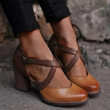 Revalki Jaimie - Light brown summer leather heels