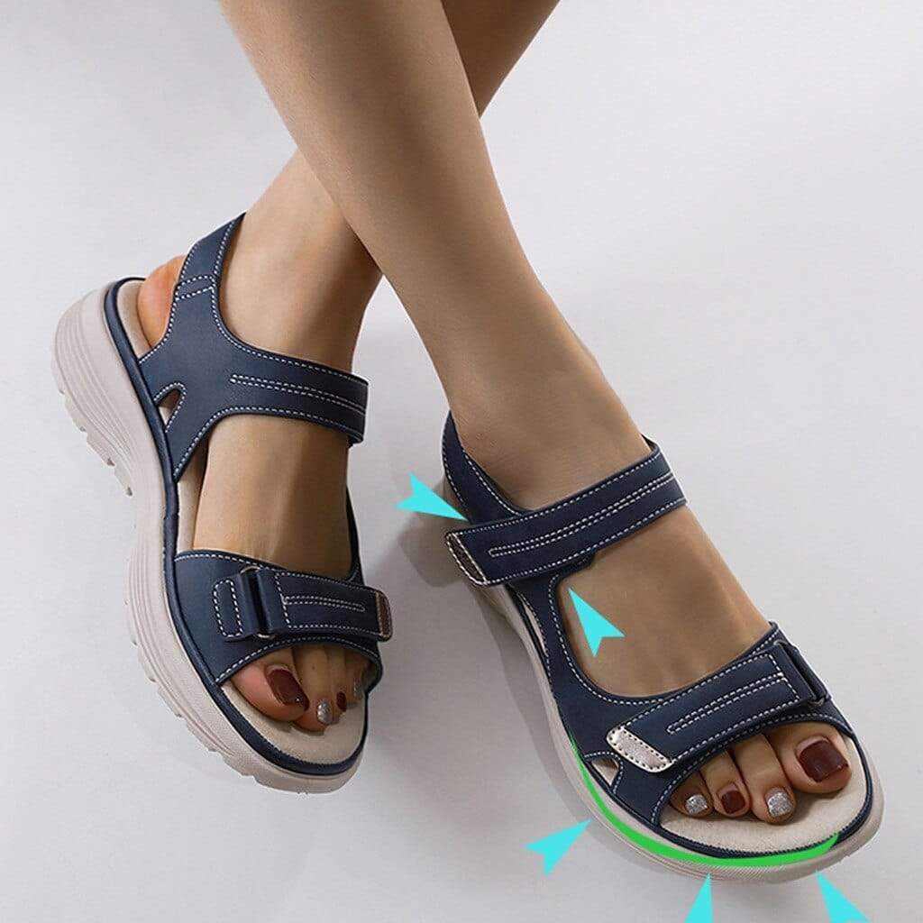 Zwarte Dames Sandalen met Voetbed en Verstelbare Klittenbandsluiting voor Comfort 2