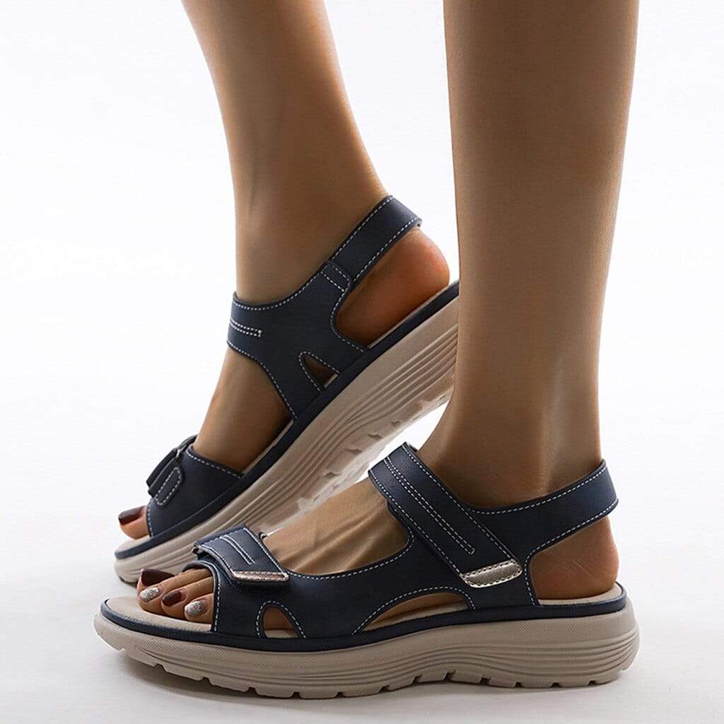 Zwarte Dames Sandalen met Voetbed en Verstelbare Klittenbandsluiting voor Comfort 7