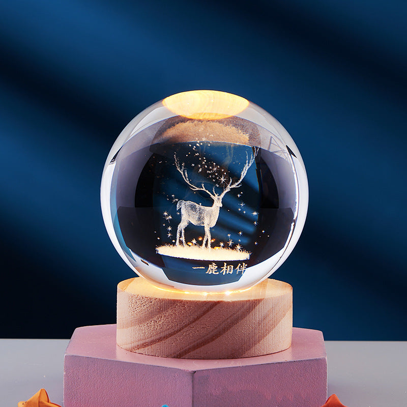 3D kristallen bol nachtlamp - Elegant licht voor een moderne sfeer