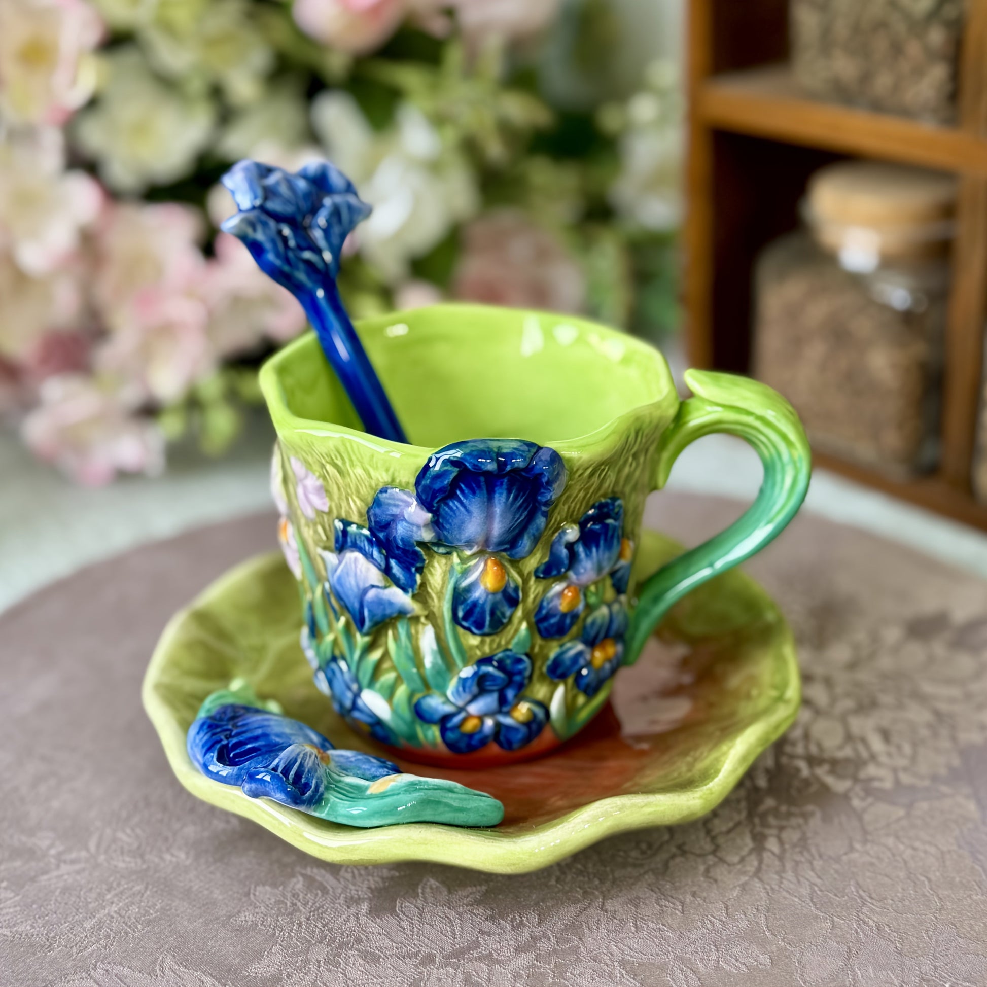 ArtSip Keramische Kop & Schotel Set – Handgeschilderd 3D Design geïnspireerd op Van Gogh Vestragear