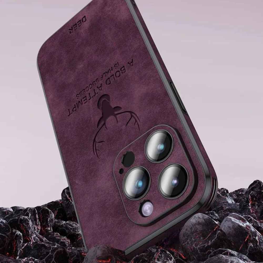 Deer – funda para iPhone de coiro auténtico e resistente a golpes – deseño elegante e delgado