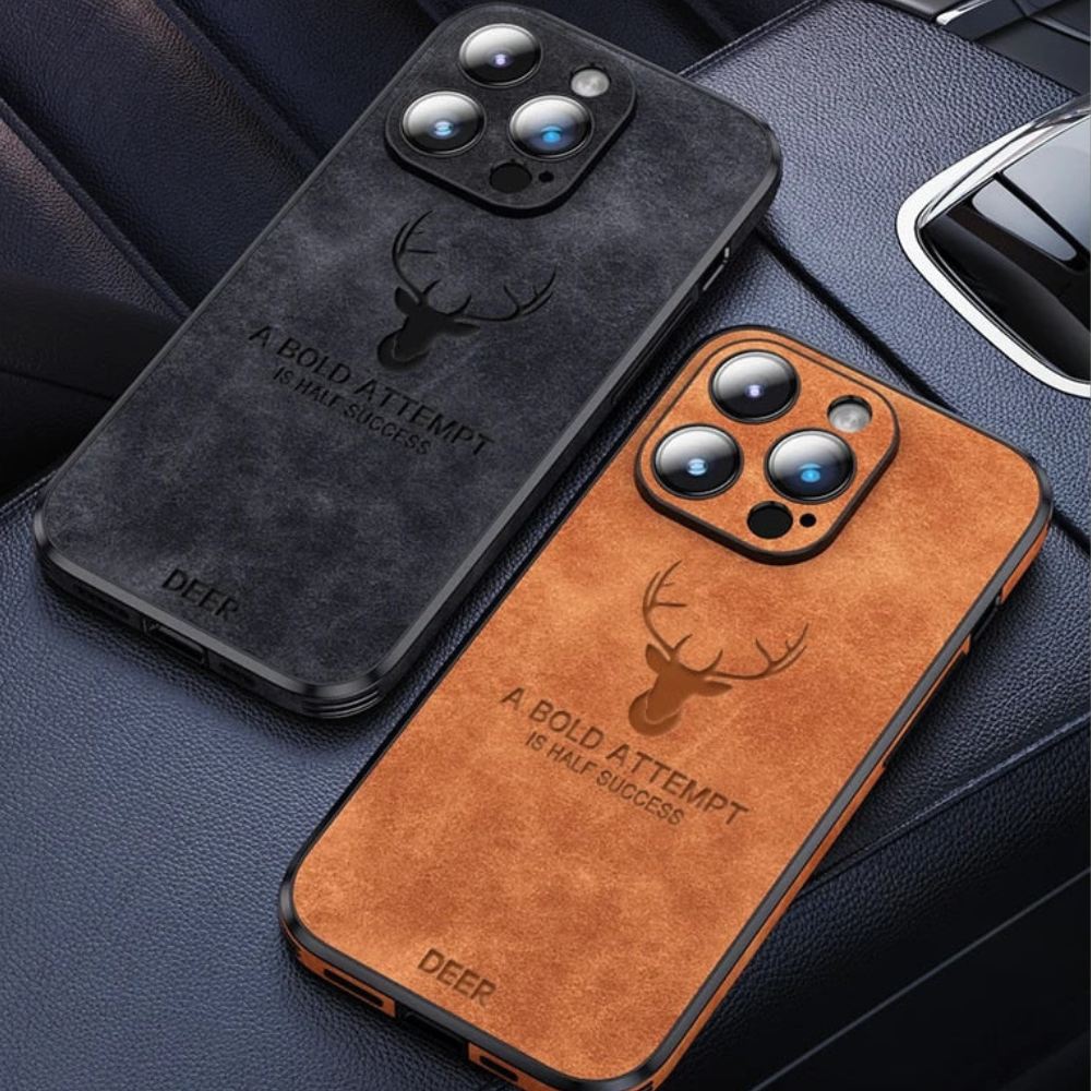 Deer – funda para iPhone de coiro auténtico e resistente a golpes – deseño elegante e delgado