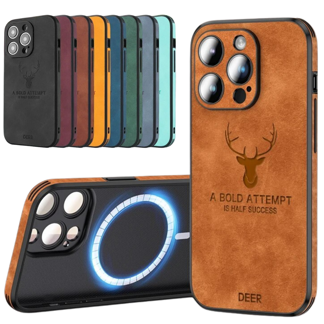 Deer – funda para iPhone de coiro auténtico e resistente a golpes – deseño elegante e delgado