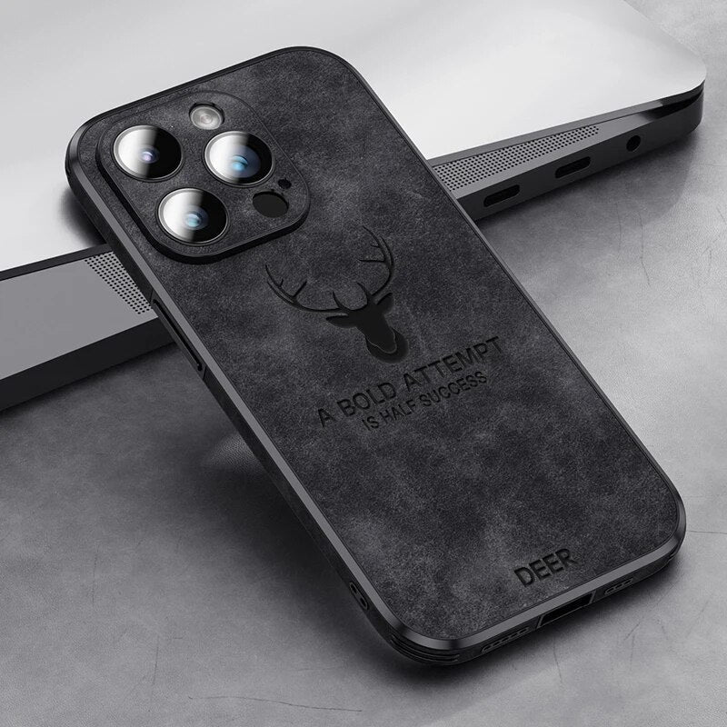 Deer – funda para iPhone de coiro auténtico e resistente a golpes – deseño elegante e delgado