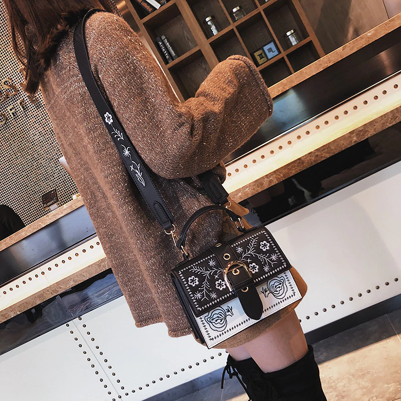 Revalki Crossbody Bag with Flower Embroidery