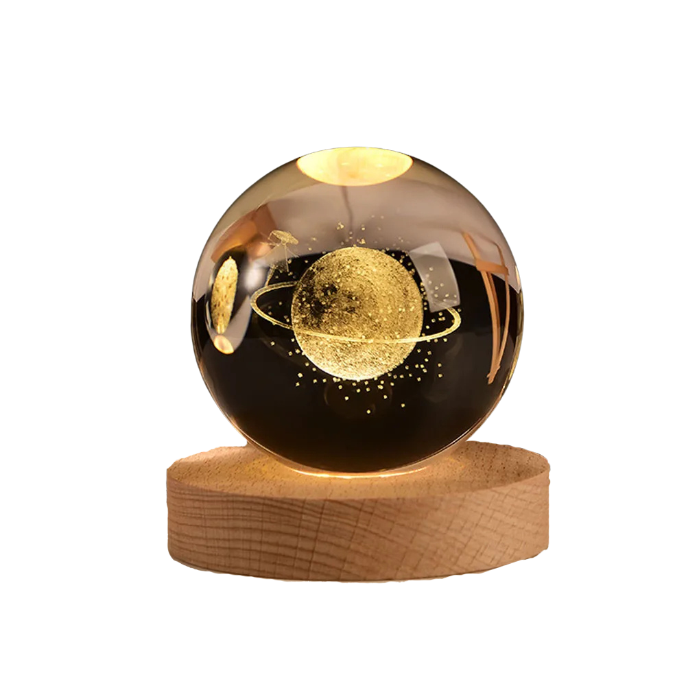 CrystalNova – Bola de cristal sistema solar gravado 3D – Decoración para o fogar agasallo