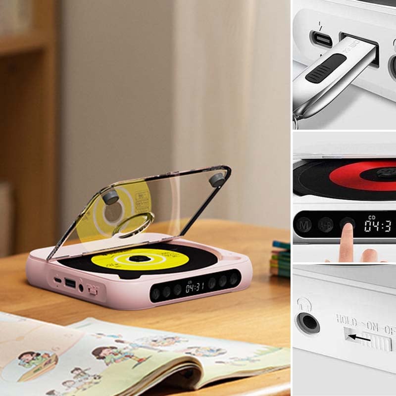 Portable CD Speler – Bluetooth Muziekspeler met Oplaadbare Batterij en Koptelefoonaansluiting