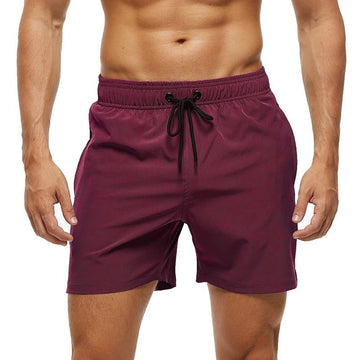 Revalki David solid color elastic waistband men's swimming shorts