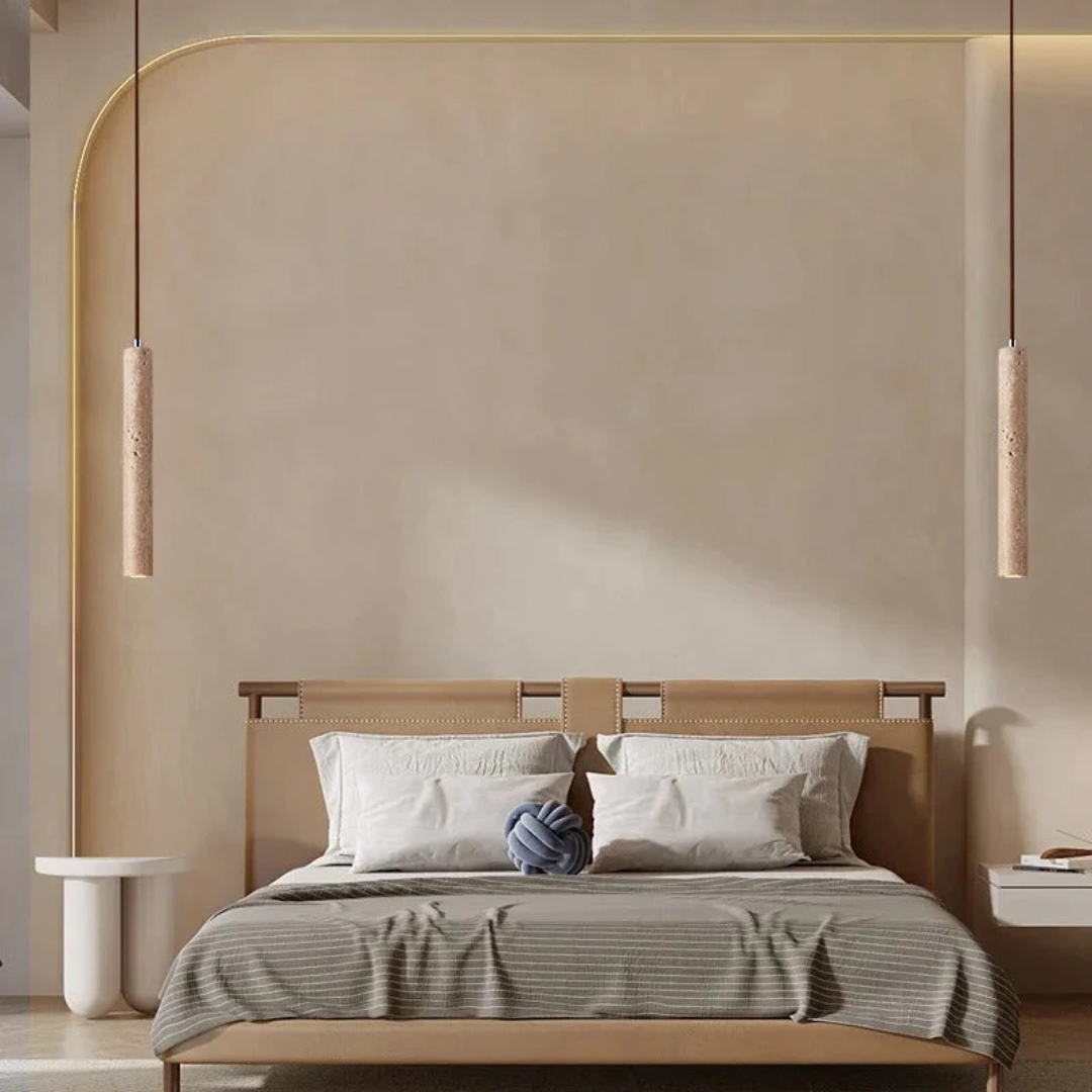 Aurevia – Llum de sostre LED de travertí en estil minimalista Wabi-Sabi