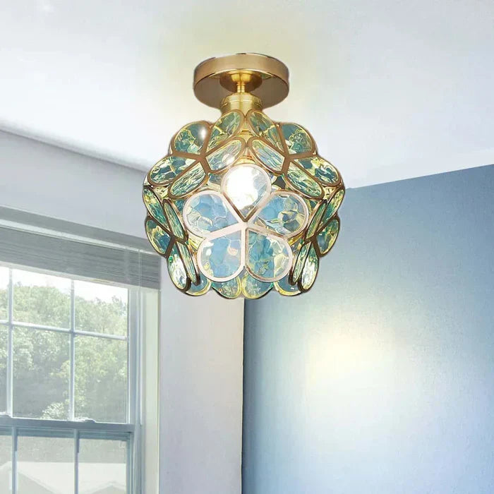 Melzano BloomGlow | elegante lámpada de teito de vidro con flores para adornar o seu espazo con estilo atemporal