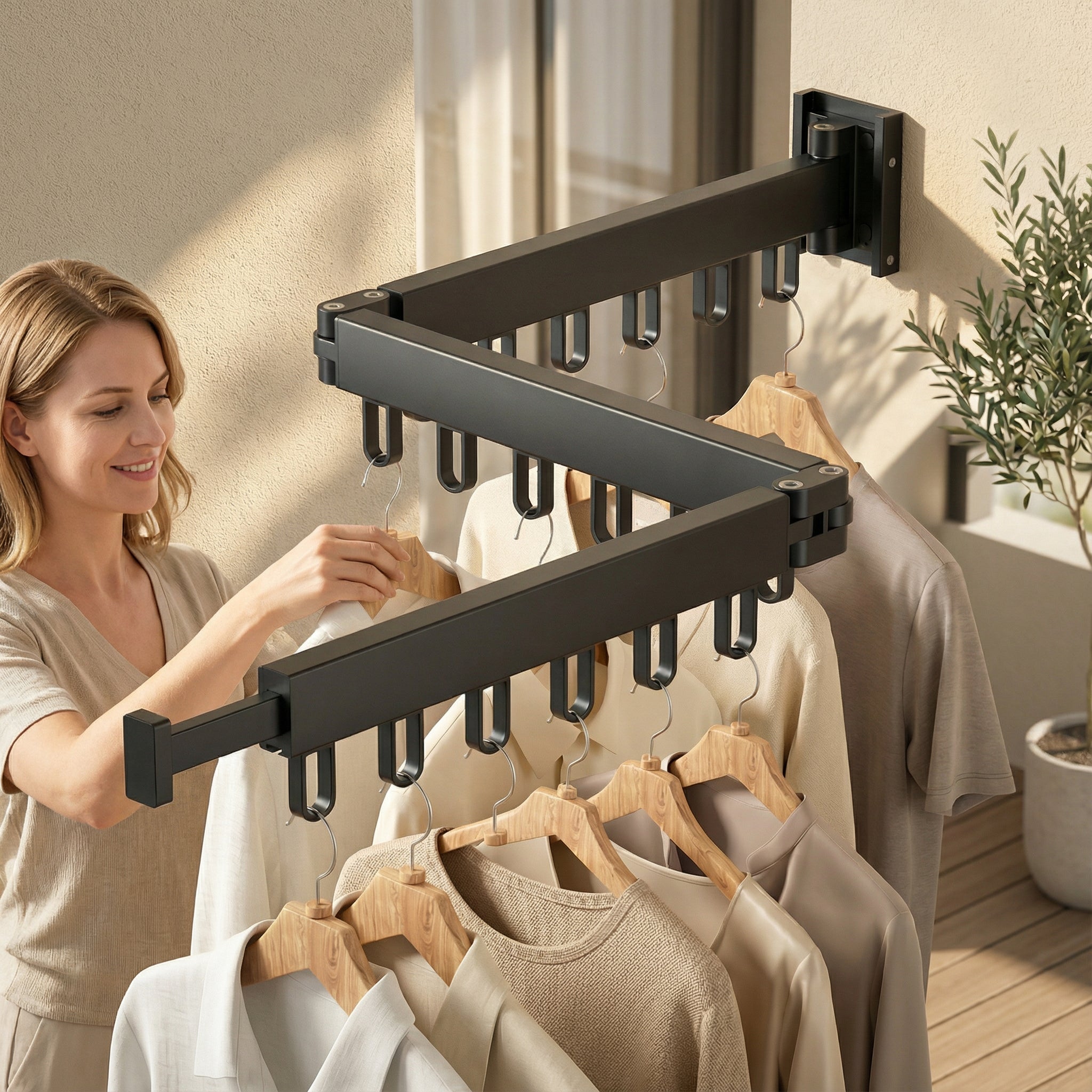 Retractable Clothes Dryer – Foldable Clothes Hanger for Wall Mounting