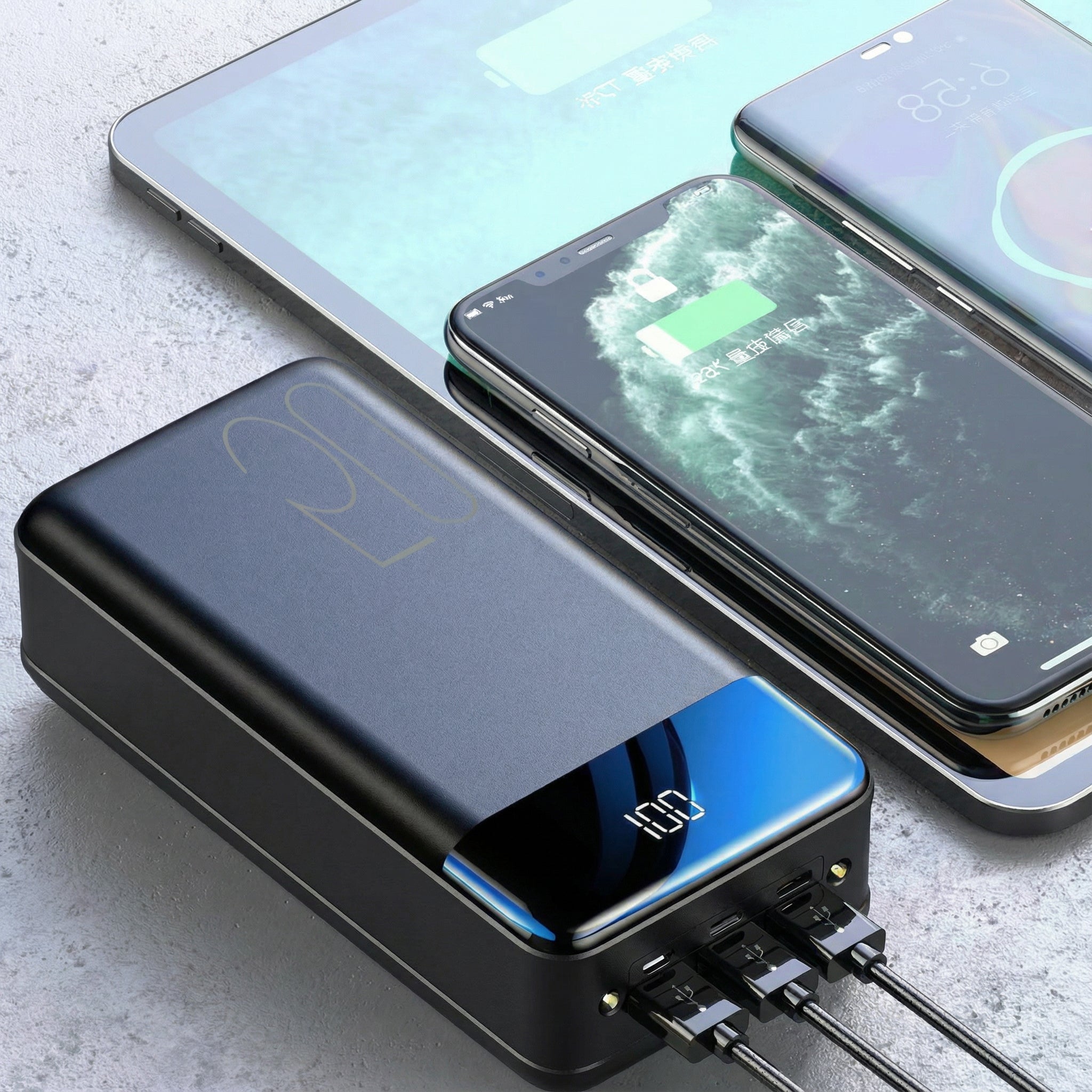 Batería portátil 100.000 mAh – Carga rápida, USB-C y pantalla LED para llevar