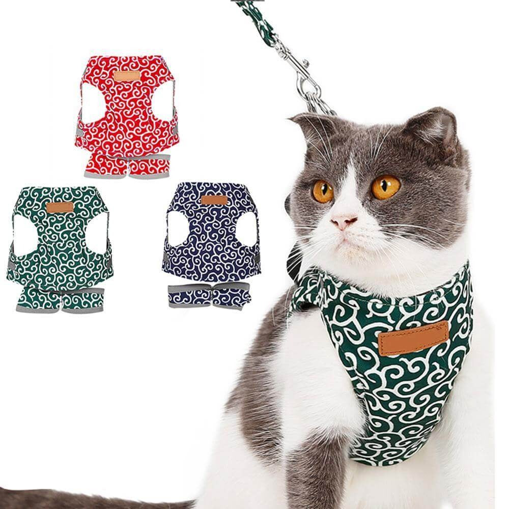 Pawver – Katten Harnas Set Ademend Gaas & Verstelbaar – Voor Buiten