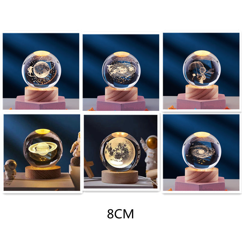 3D kristallen bol nachtlamp - Elegant licht voor een moderne sfeer