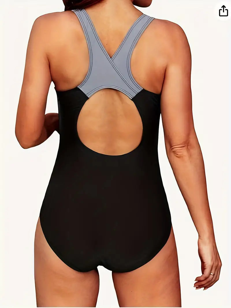 Revalki Alisa | Traje de baño de una pieza elegante con contraste de color para mujer