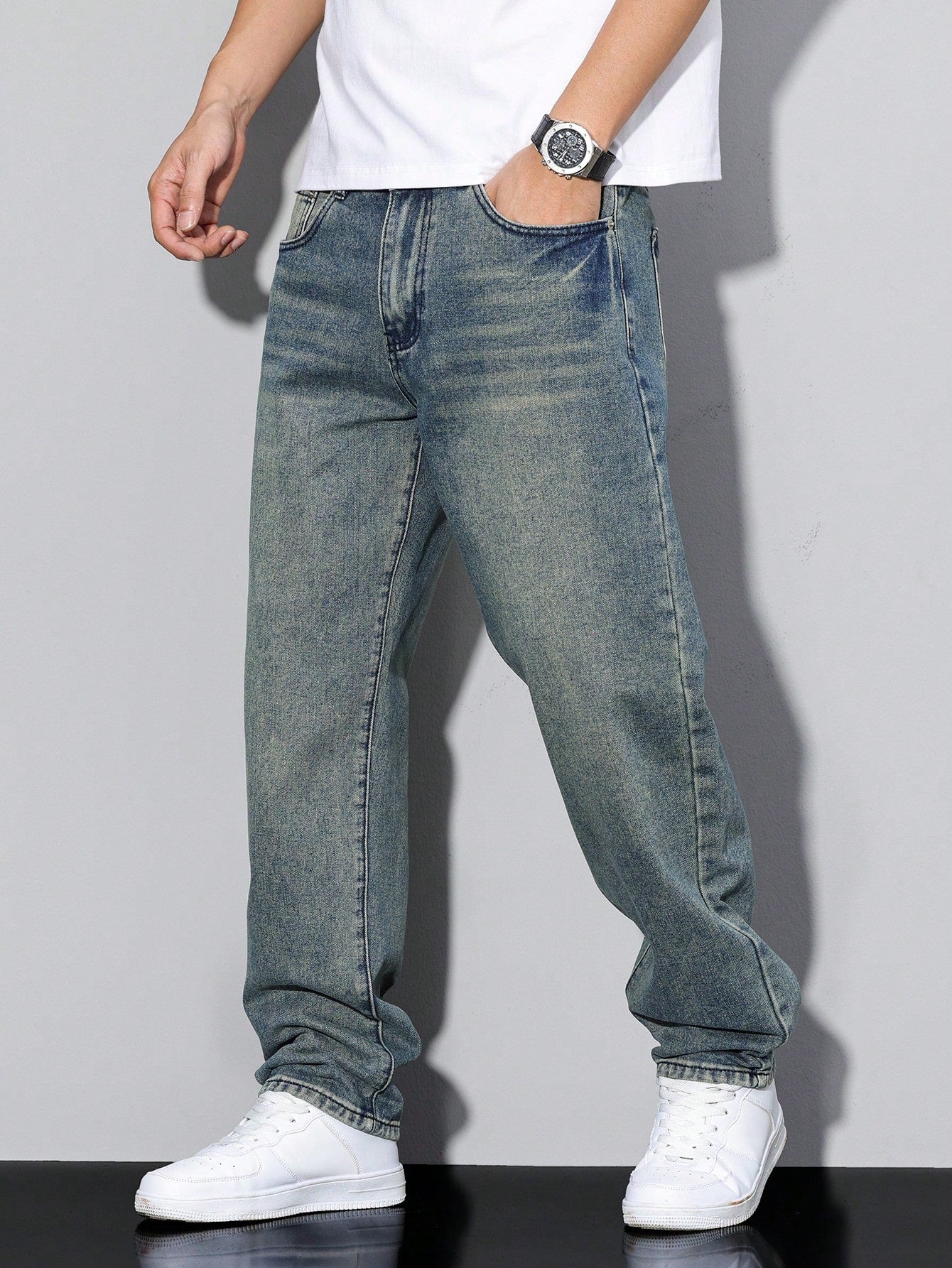 DenimCraft – Men's Jeans Daan in Solid Color – Casual Allrounder for Every Occasion