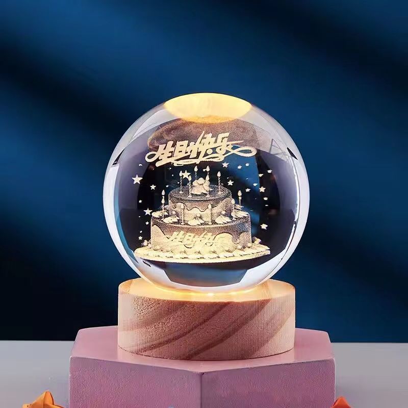 3D kristallen bol nachtlamp - Elegant licht voor een moderne sfeer