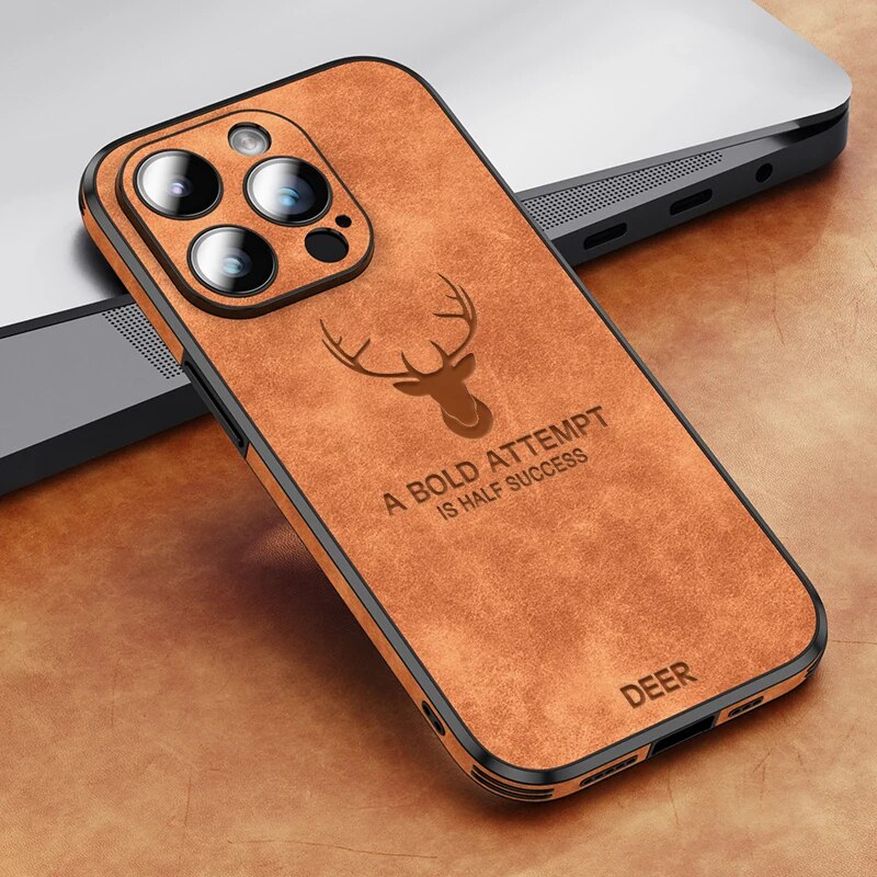 Deer – funda para iPhone de coiro auténtico e resistente a golpes – deseño elegante e delgado