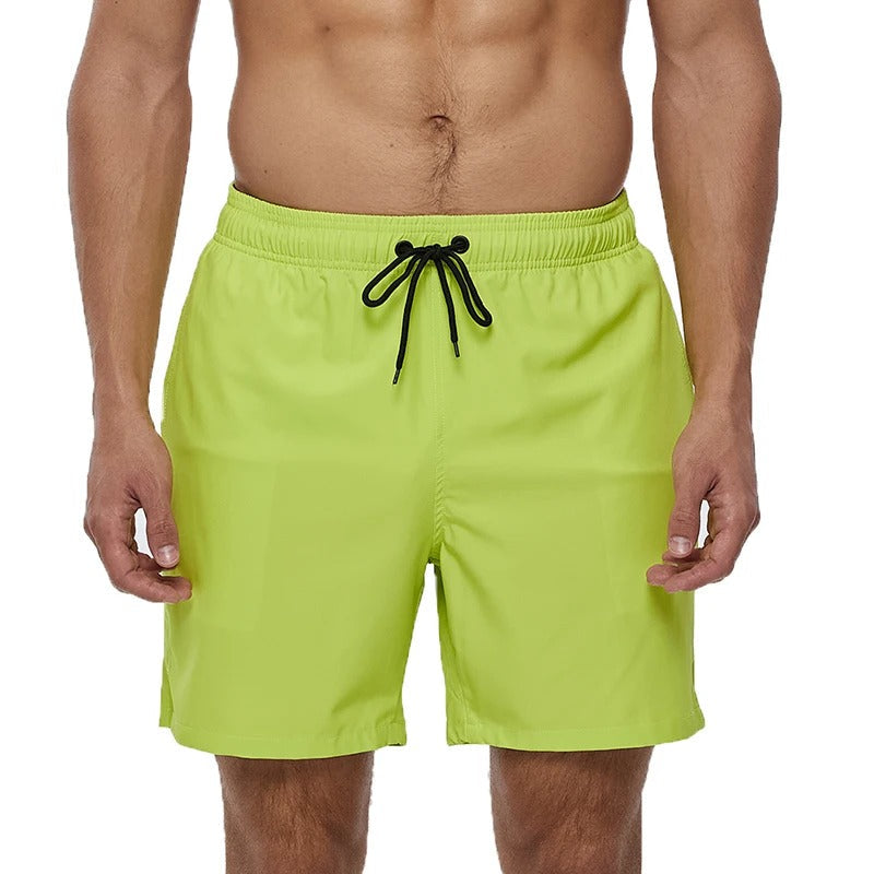Revalki David solid color elastic waistband men's swimming shorts