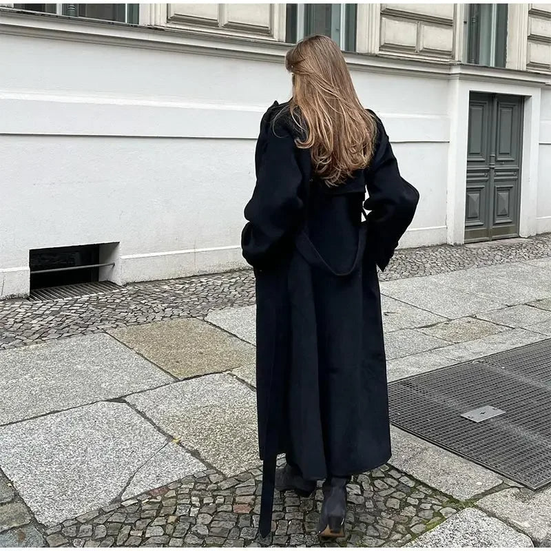 Dames manteljas – lange oversized pasvorm met dubbele knoopsluiting