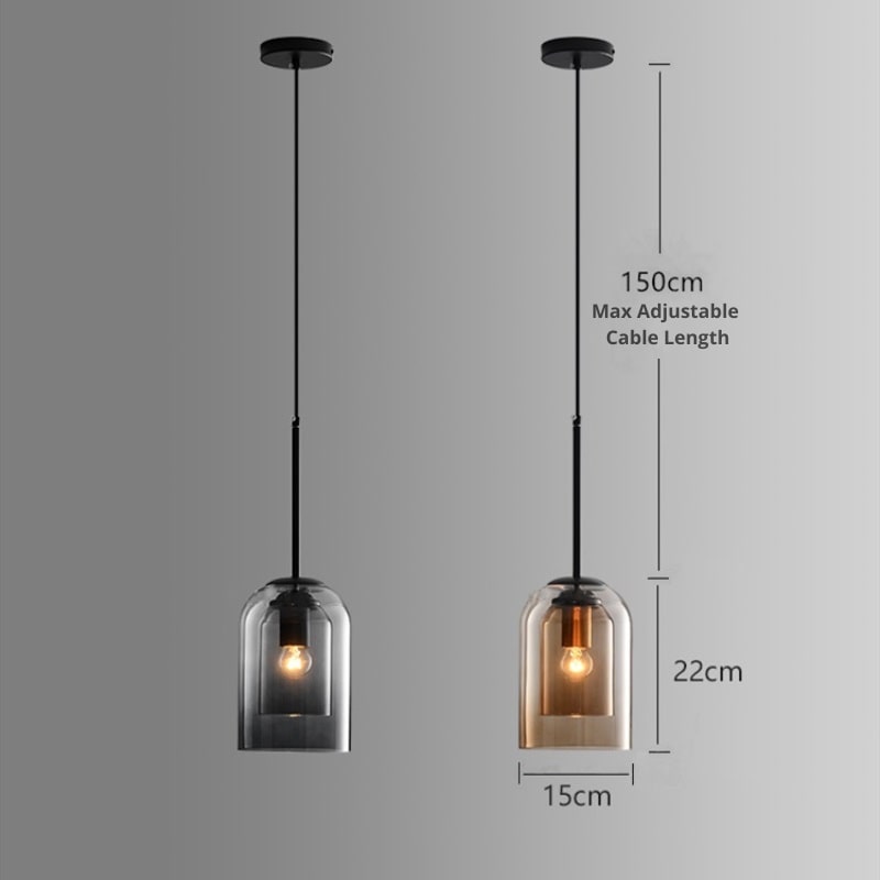 AuraGlas – Lámpara colgante elegante con vidro dobre – Moderna e regulable