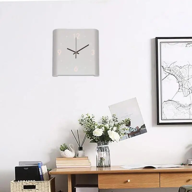 Klokuur | Vierkante Wandklok met Licht | Minimalistisch | Moderne Wandklok | Eenvoudige Kamerdecoratie