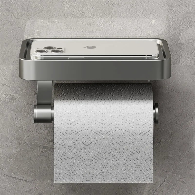 Stalux – Toilettenpapierhalter mit Ablage aus Edelstahl – Badezimmer
