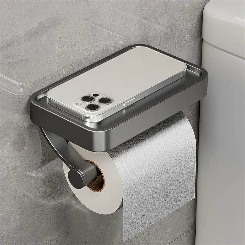 Stalux – Toilettenpapierhalter mit Ablage aus Edelstahl – Badezimmer