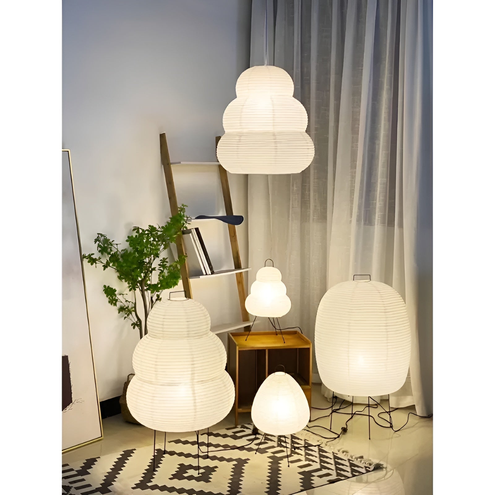 Revalki KiriLight | Lámpara LED de pie Waabi-Sabi de papel de arroz