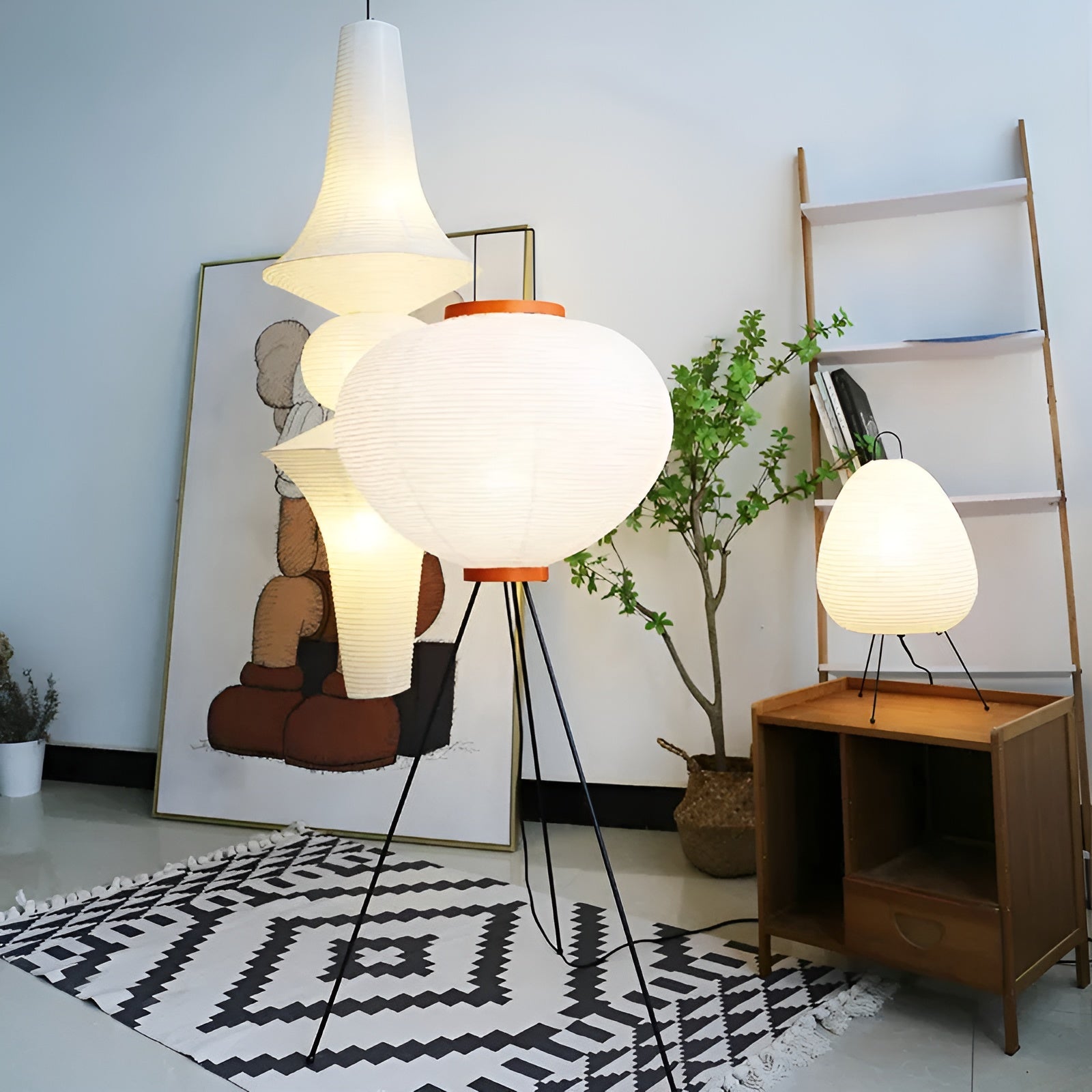 Revalki KiriLight | Lámpara LED de pie Waabi-Sabi de papel de arroz