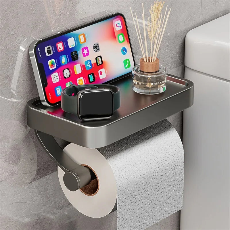 Stalux – Toilettenpapierhalter mit Ablage aus Edelstahl – Badezimmer