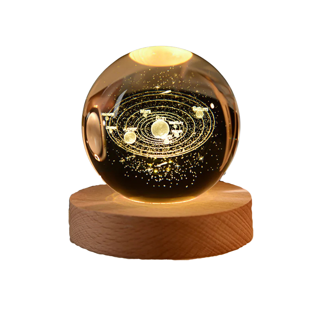 CrystalNova – Bola de cristal sistema solar gravado 3D – Decoración para o fogar agasallo
