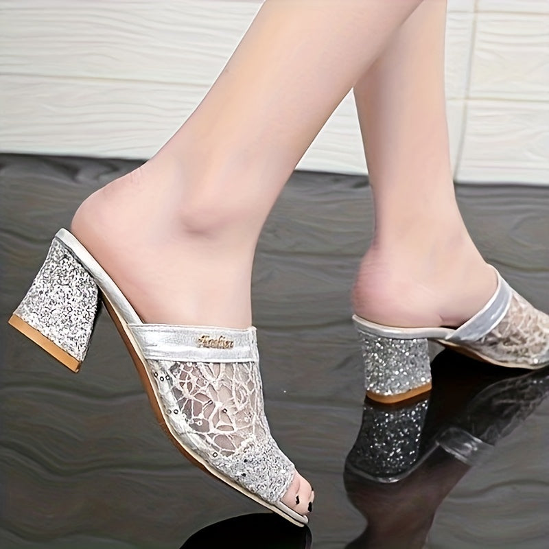 Valena Hakken | Sandalias con Brillo y Tacón para Ocasiones Elegantes de Verano