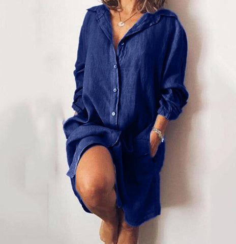 Sophie Shirtjurk in Linnenlook – Oversized Zomerjurk met Knoopsluiting