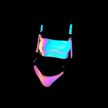 Melzano Moda Reflexo Brillante Conxunto de Bikini para Mulleres