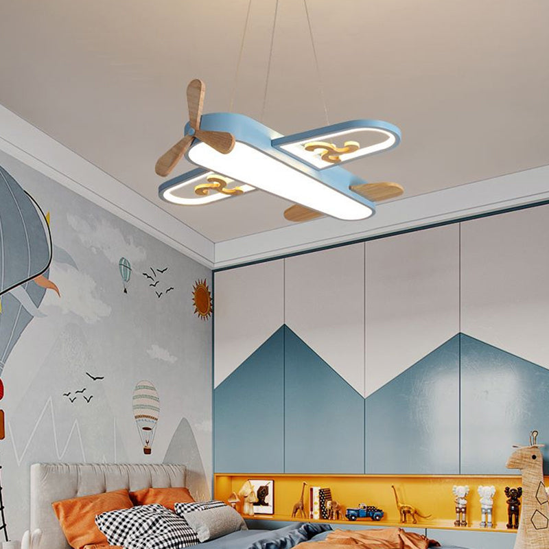 Làmpada de sostre per a habitació infantil – Disseny d'avió amb il·luminació LED ajustable i comandament a distància