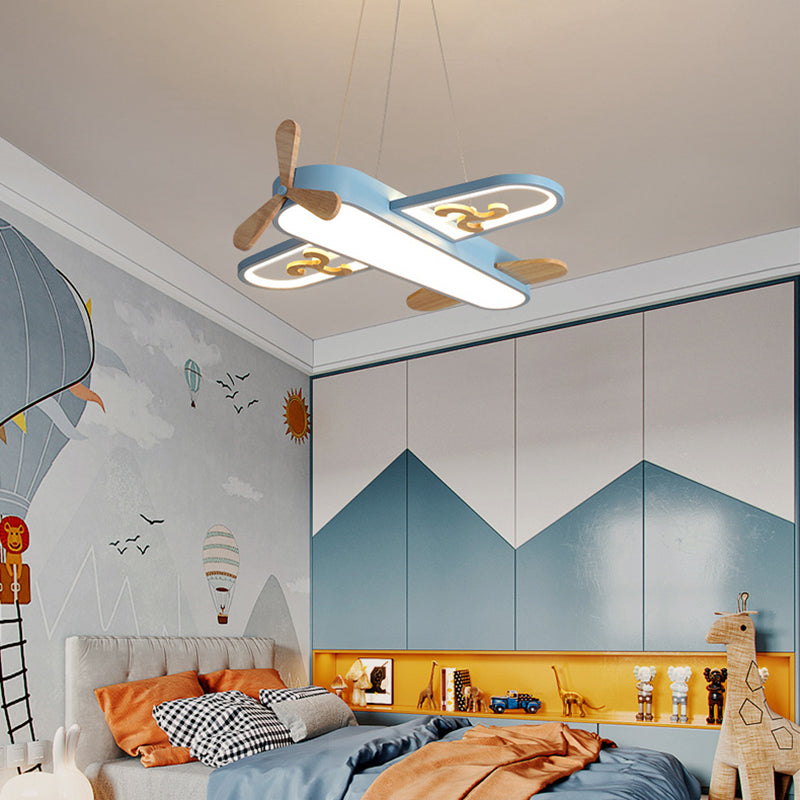 Làmpada de sostre per a habitació infantil – Disseny d'avió amb il·luminació LED ajustable i comandament a distància