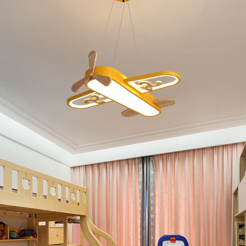 Làmpada de sostre per a habitació infantil – Disseny d'avió amb il·luminació LED ajustable i comandament a distància
