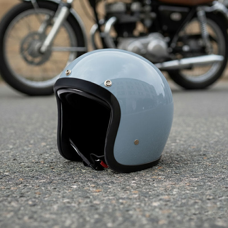 Motorhelm – Laag profiel vintage motorhelm met DOT-gecertificeerde glasvezelschaal