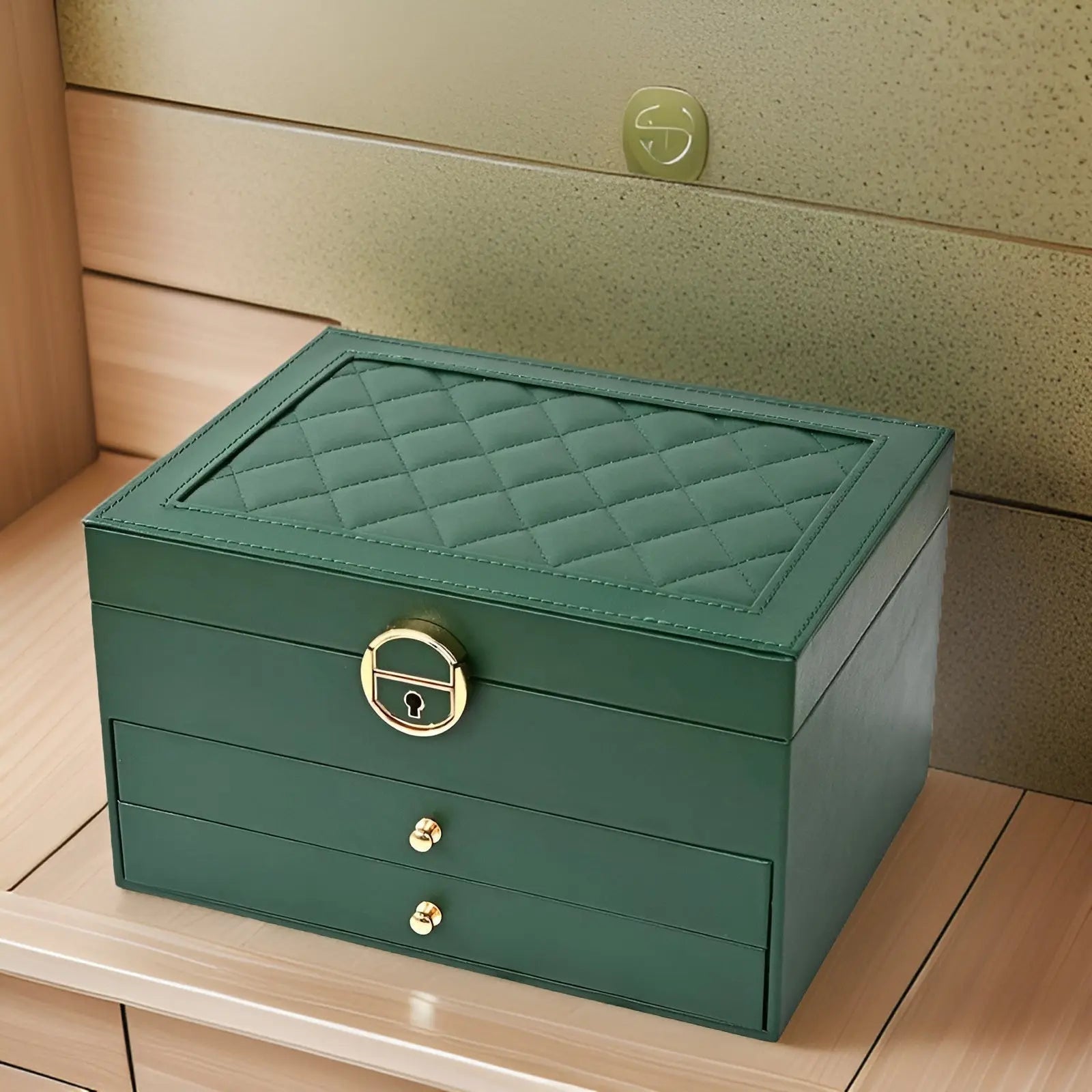EleganceBox – Caixa de xoias de luxo de varias capas de coiro PU